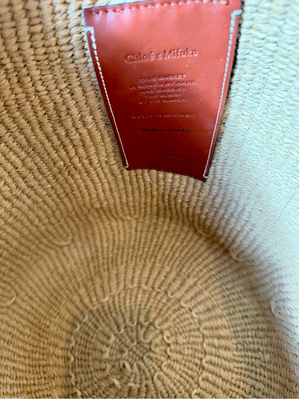 Chloé Natural Raffia Tote with Cream Logo Straps and Brown Handles - Picture 4 of 6